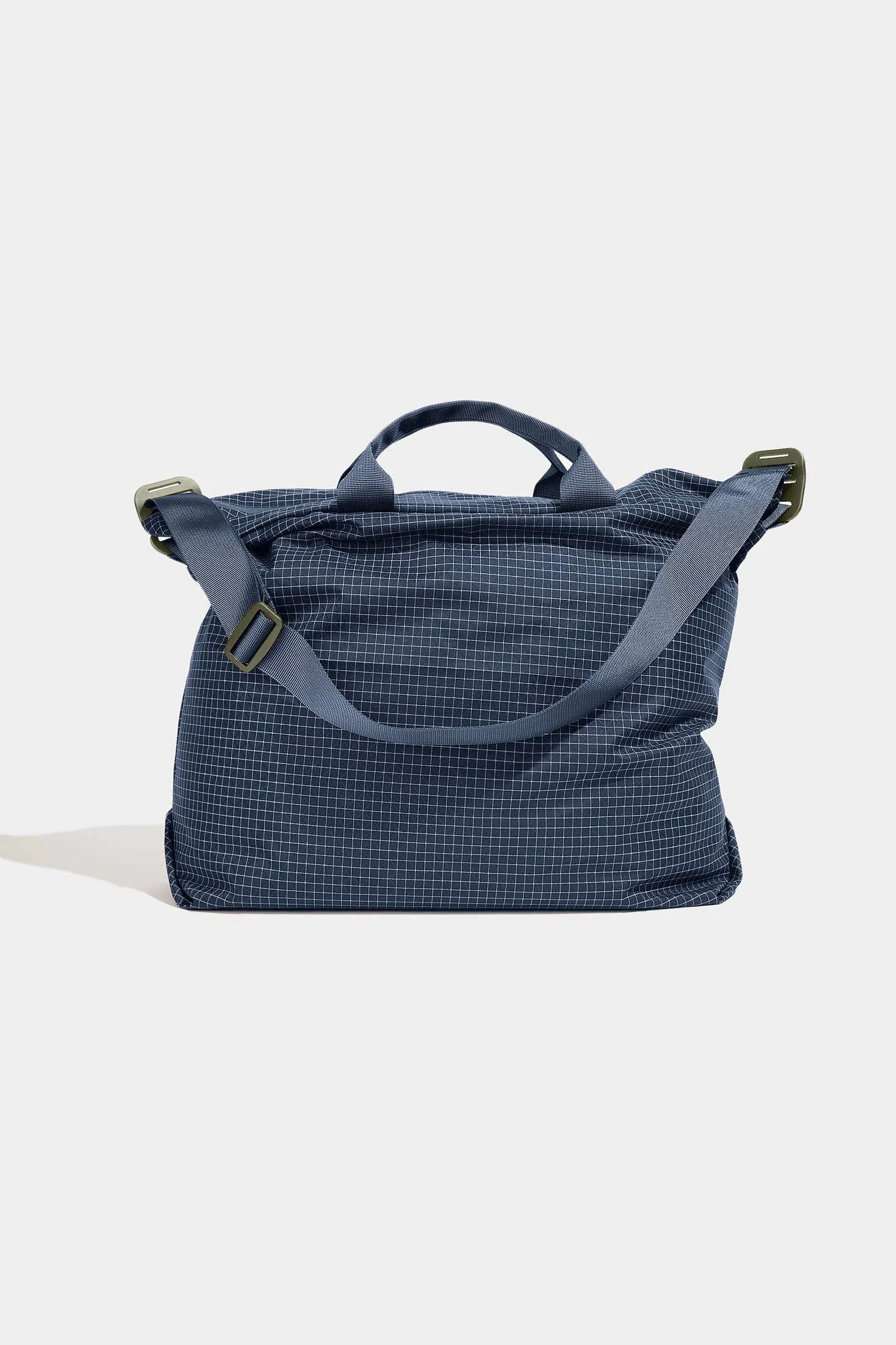 Zip Tote - Navy Grid